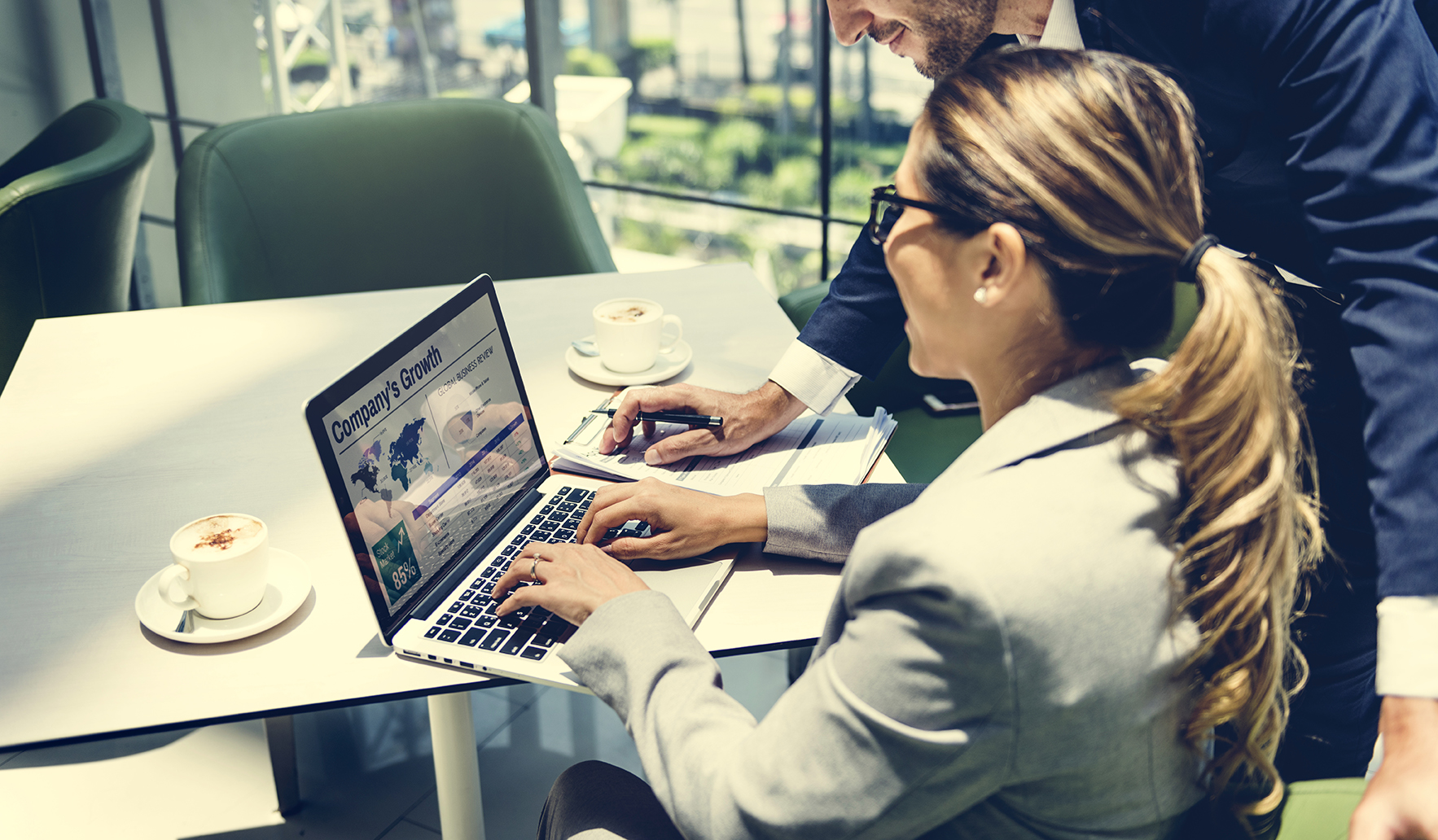 Business People Discussion Laptop Growth Success Concept